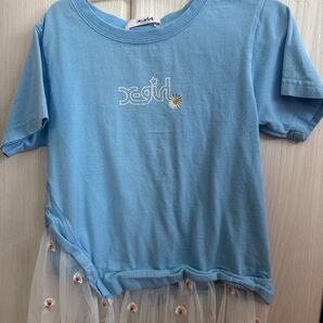 X-girl 水色 フリル付き Tシャツ