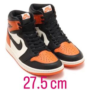 AIR JORDAN 1 RETRO HIGH OG BLACK/BLACK-SAIL-STARFISH 27.5cm