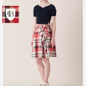 美品★ブルーレーベルクレストブリッジ★ラッフルフリル ニットドッキングワンピース リボン