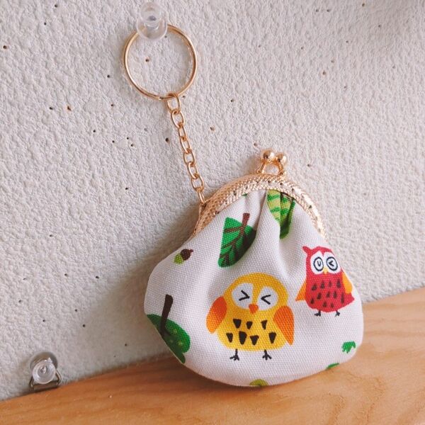 コインポーチふくろう ハンドメイド 小さめがま口 小物入れ がま口ポーチ ポーチ