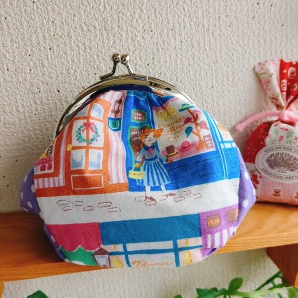 ふっくらがま口ポーチオシャレネコ ハンドメイド 小物入れ がま口ポーチ 小銭入れ ポーチ
