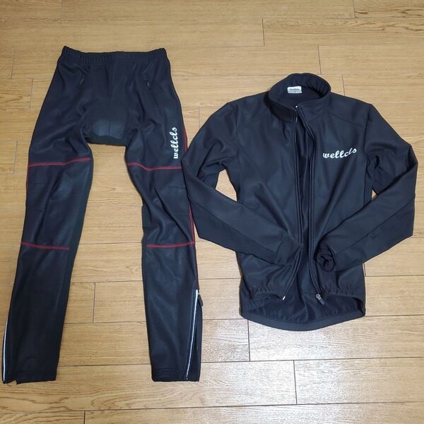 wellcls サイクルジャージ上下セットS 秋 冬用