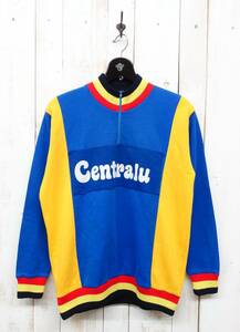 VINTAGE Europe old clothes * long sleeve jersey long sleeve training wear cycling jersey 54* flocky print Centralu