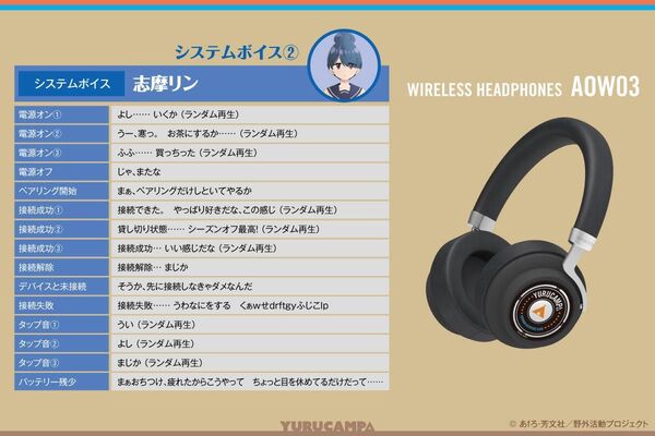ONKYO ゆるキャン△ ワイヤレスヘッドホン 志摩リン 新品未開封品
