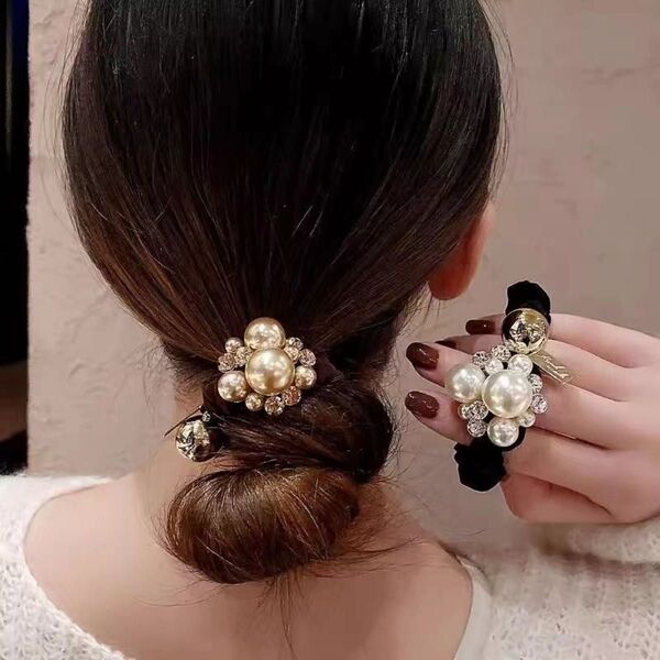 パール装飾のヘアゴム 単品