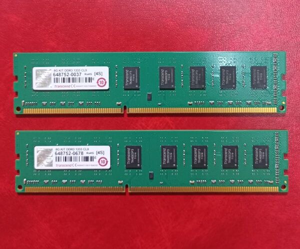 DDR3-1333 4GB×2枚 計8GB【送料無料】PC3-10600 デスクトップPC用 1.5V