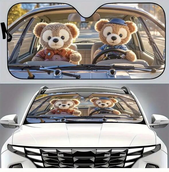 【新品未使用】ダッフィー&フレンズ★サンシェード★車 内装 装飾 カスタム おしゃれ 日除け★130×70