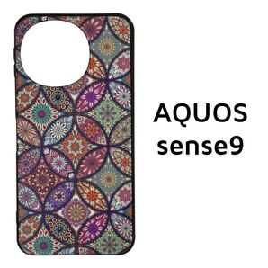AQUOS sense9 カラフル 丸タイル カバー エスニック