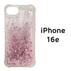 iPhone 16e ピンク ハート キラキラ カバー 動く