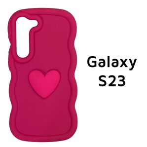 Galaxy S23 カバー ピンク ウェーブ ハート