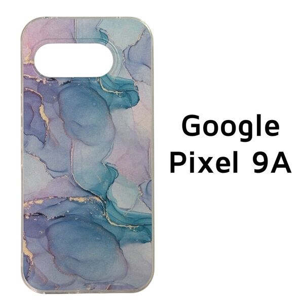 Pixel 9a 薄ピンク ブルー グリーン マーブル インクアート風 カバー