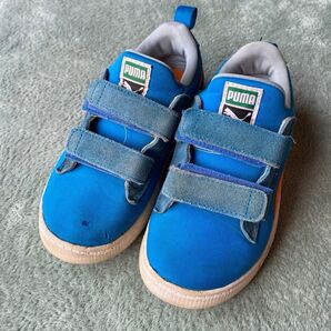 PUMA キッズ スニーカー 18センチ マジックテープ ブルー