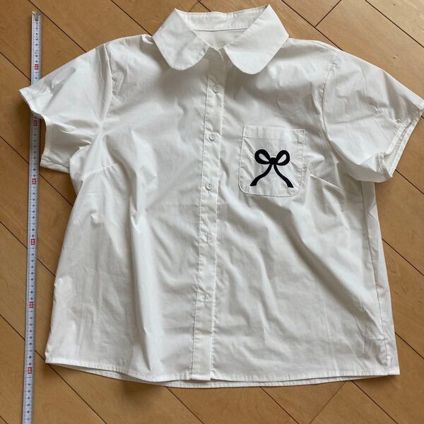 白ブラウス リボン刺繍 丸襟 グレイル GRL Mサイズ