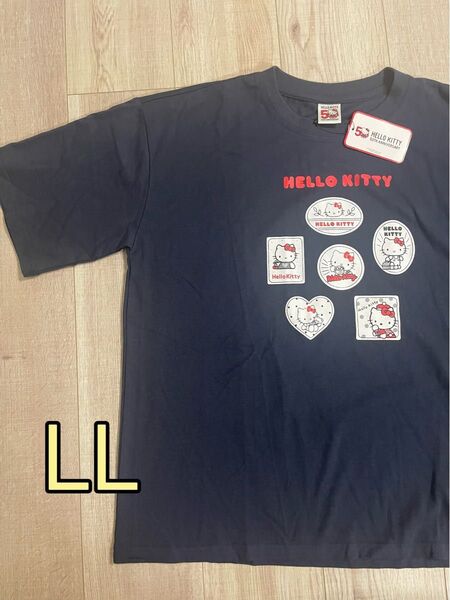 サンリオ ハローキティ 50周年 Tシャツ 半袖 ネイビー LL XL