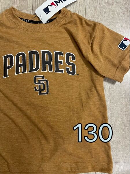 MLB パドレス ビッグロゴ バックプリント Tシャツ 半袖 イエロー 130