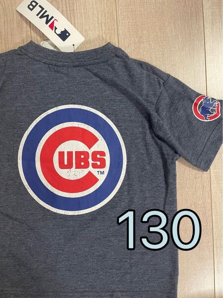 MLB カブス ビッグロゴ バックプリント Tシャツ 半袖 ネイビー 130