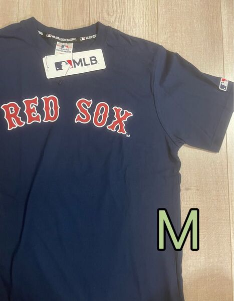 MLB レッドソックス ロゴ Tシャツ 半袖 綿100% ネイビー M