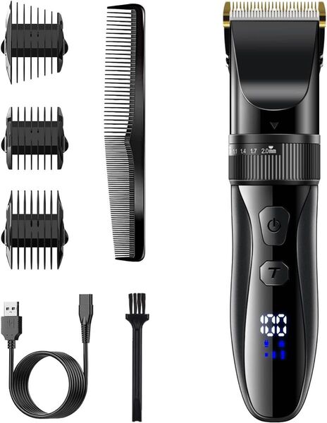 バリカンメンズ 【5段階刈り高さ調節&Type-C充電式】ヘアーカッター 電動バリカン 有線式/無線式2WAY使用 3段階スピード