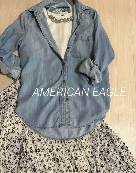 *AMERICAN EAGLE*アメリカンイーグル *レディースシャツ*薄手シャツ オーバシャツ デニム薄手