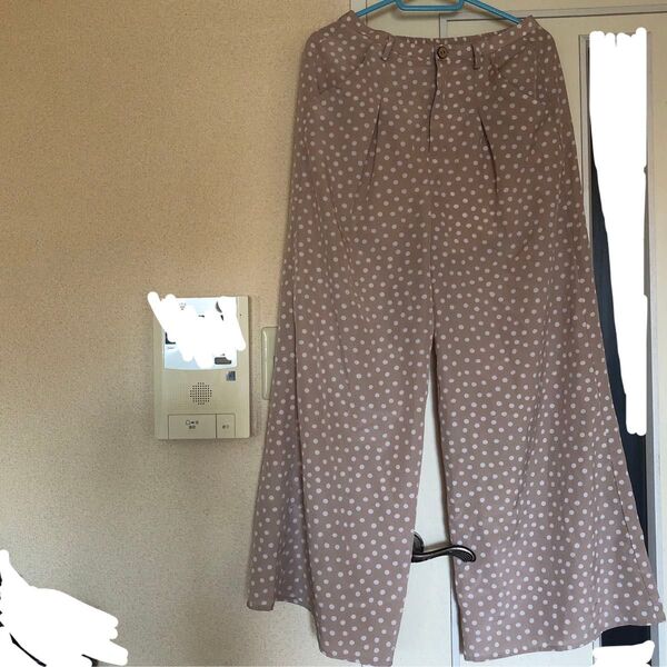 LOWRY FARM ワイドパンツ ピンクベージュ ゴム 水玉 ドット 夏 F