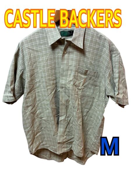 CASTLE BACKERS 半袖シャツ チェック柄 ベージュ M メンズ 古着