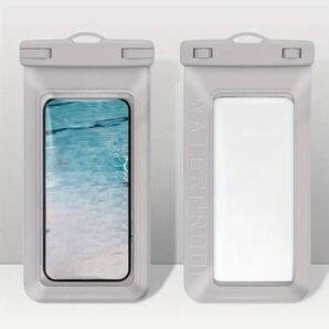 【グレー】新品 防水カバー 防水ケース スマホ用防水ケース 透明 ソフト IPX8 マリンスポーツ 海 防水 タッチ操作可能