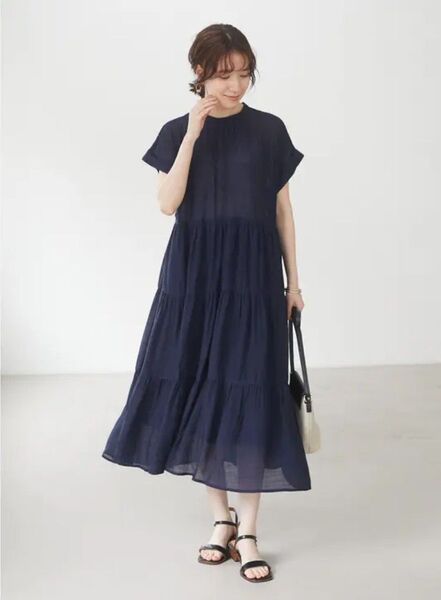 ELENCAREDUEスラブティアードワンピース ロングワンピース おしゃれ シンプル ロング丈 リゾート オルチャン