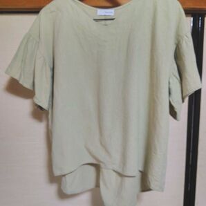 フレア袖ブラウス リネン混 プルオーバー 麻綿 半袖 さらり ナチュラル 薄手 無地 トレンド きれいめ コーデ 大人カジュアル