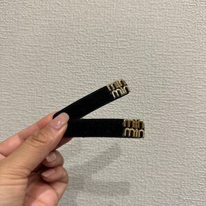 ヘアクリップ ブラック ゴールド レディース