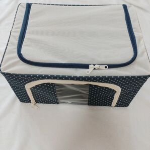 鉄骨収納ケース 透明窓付き 折りたたみ式 ドット 39*30*20cm(24L)