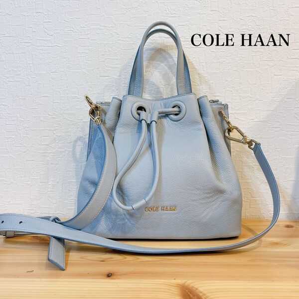 COLEHAAN 2way 巾着 バケット ショルダーバッグ ブルー