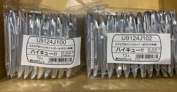 新品未開封 ハイキュー スクエア缶バッジ クールダウン おすわり2種セット