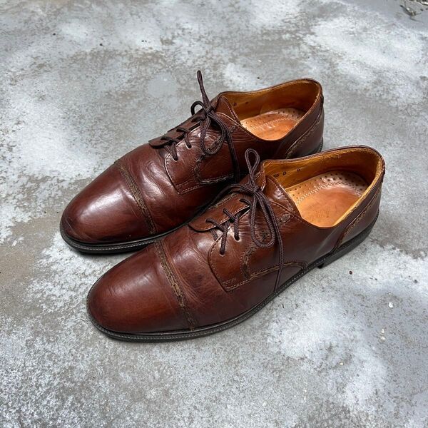 90s イタリア製 キャップトゥ ストレートチップ 革靴 ブラウン alden allen edmonds ビジネスシューズ 9d