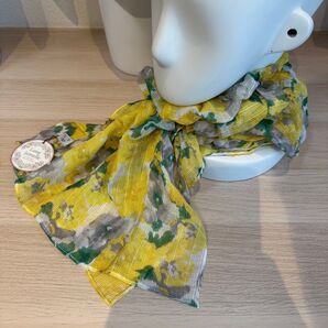 春夏新品Lune Jumelleルナジュメール綿×シルクガーゼシャーリングストール花柄ふんわり軽量マコッカソレイユ通勤通学