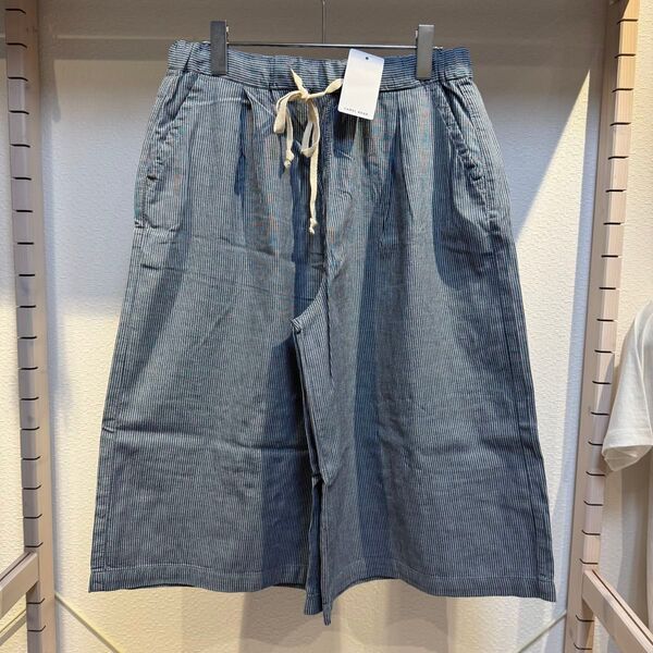 M 新品 CAMEL ROAD キャメルロード ヒッコリーストライプ ガウチョパンツ ワイドパンツ クロップドパンツ 夏物