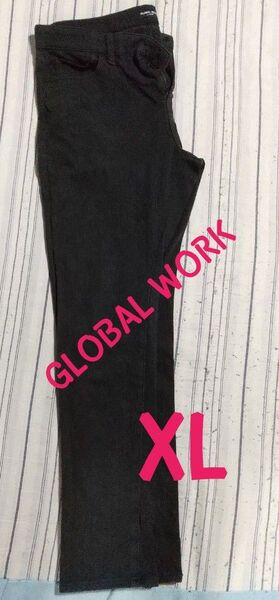 GLOBAL WORKメンズ ストレッチ スラックスパンツ ダークグレー XL