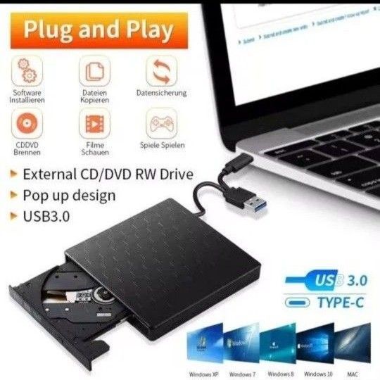 外付け DVDドライブ タイプAとC DVD プレイヤー