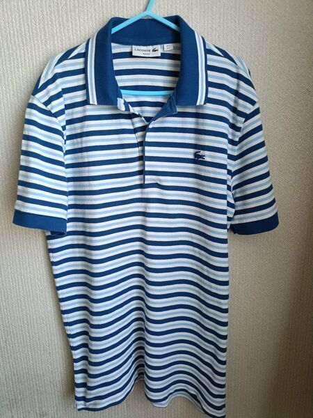 美品 レア ラバーロゴ ラコステ LACOSTE 半袖ポロシャツ LLサイズ