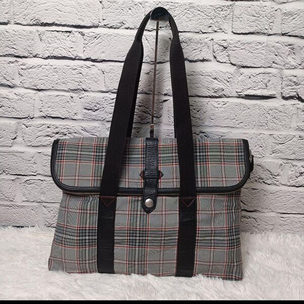 美品■Paul Smith ポール・スミス トートバッグ 大容量 伸長式 グレー×チェック