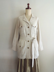 Ray BEAMS Ray Beams flax . Safari jacket feather woven natural also cloth belt ONE SIZE