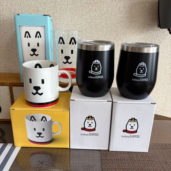 ☆未使用 ソフトバンク お父さん グラス マグカップ ステンレスタンブラー 4点 まとめ売り