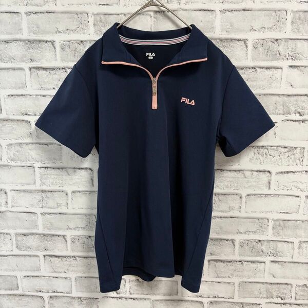 ☆フィラ スポーツウェア ハーフジップ ドライ 半袖シャツ UVカット M