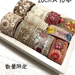【リボンNO.315】インド刺繍リボン カット売り はぎれ レース 刺繍 リボン
