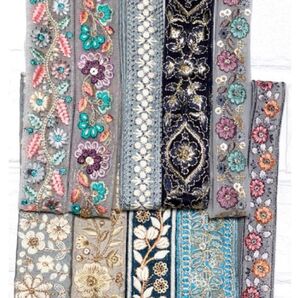 【リボンNO.388】インド刺繍リボン カット売り はぎれ レース 刺繍 リボン