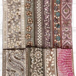 【リボンNO.284】インド刺繍リボン カット売り はぎれ レース 刺繍 リボン