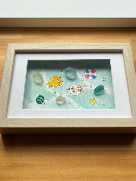 シーグラスアート 浮かぶ rarara様 ハンドメイド 海 プール