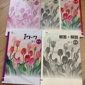 中1、iワーク国語と数学。新品未使用品となります。 別冊iワークプラス(国語のみ)あり。