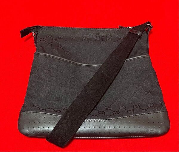 美品.正規 GUCCI グッチ キャンバス×本革 カバン バッグ ショルダー A4 大容量 黒 ブラック