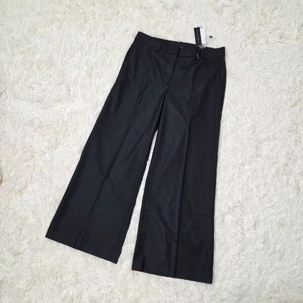 theory セオリー ワイドパンツ ブラック センタープレス クロップド丈 サイズ4 ウエスト63 日本製 本体34.000円
