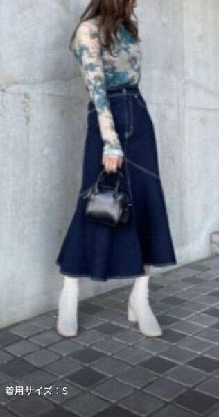 未使用 AZUL BY MOUSSY マーメイドデニムスイッチングスカート 抗菌防臭 ストレッチ Sサイズ